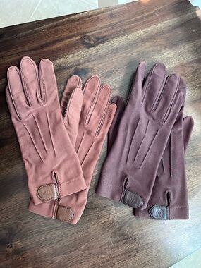 VTG Isotoner Grip Palm Driving Gloves | Earth Tone Brown & Light brown